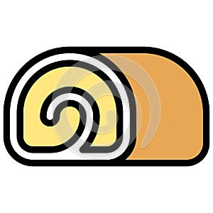 Swiss roll icon, Bakery and baking related vector