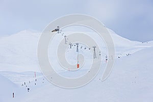 Swiss ski resort in the cold winter