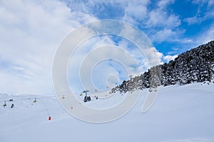 Swiss ski resort in the cold winter