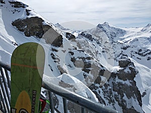 Swiss snowboarding and mountains
