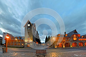 Swiss style main Square in Bariloche, Patagonia