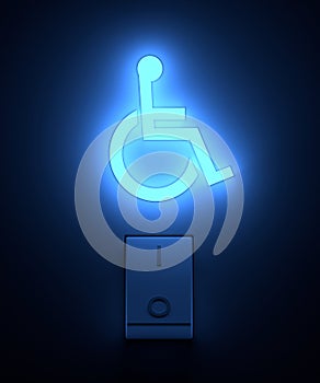 Switch On accessibility sign with soft blue light