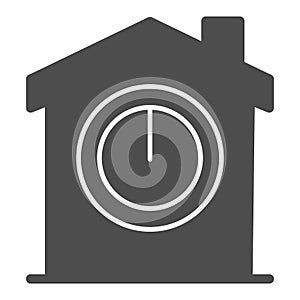 Switch on button in house solid icon, smart home concept, House power switch vector sign on white background, power