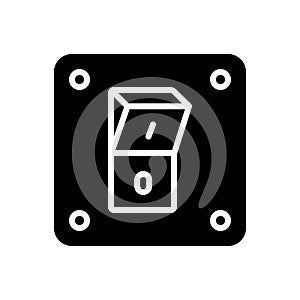 Black solid icon for Switch, on power and electronic