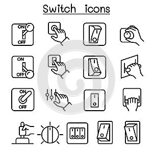 Switch icon set in thin line style