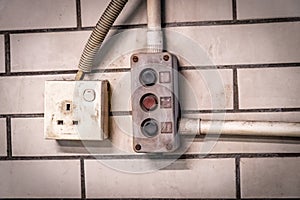 Switch light gray black with cement background