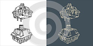 Switch Mechanical keyboard wireframe blueprint