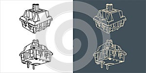 Switch Mechanical keyboard wireframe blueprint