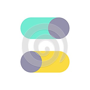 Switch on and off buttons flat color ui icon