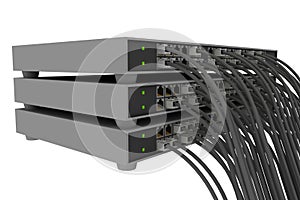 Switch rack with wires