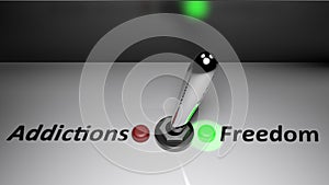 Switch to select freedom from addictions - 3D rendering photo
