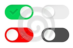 Switch toggle buttons. Realistic switch toggle buttons, set or tree sliders in ON and OFF