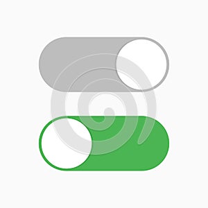 Switch toggle green grey isolated vector element. User On and Off button symbol sign. Technology concept. Internet or wed