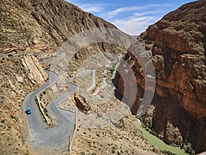 switchbacks of the dades gorges in the mountains of Morocco.