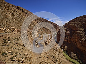 switchbacks of the dades gorges in the mountains of Morocco