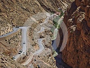 switchbacks of the dades gorges in the mountains of Morocco