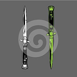 Switchblade knife dagger duo