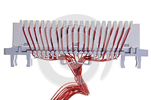 Switchboard panel with red wires