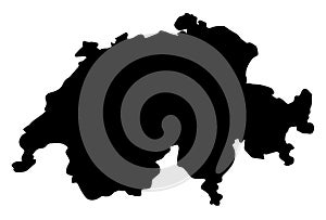 Switzerland Black Silhouette Map