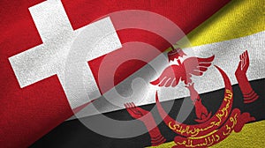 Switzerland and Brunei Darussalam two flags textile cloth