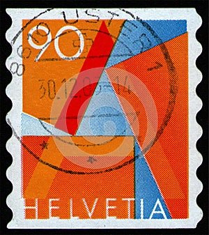 SWITZERLAND - CIRCA 2001: stamp shows Abstract letter 'A', First Class Mail symbol