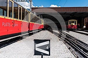 Switzerland Cog Railway trains in depo.