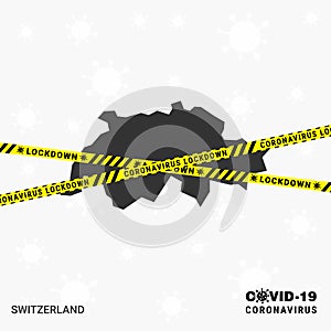 Switzerland country map Lockdown template for Coronavirus pandemic for stop virus transmission