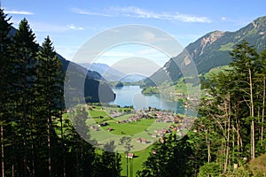 Switzerland countryside panorama view in summer
