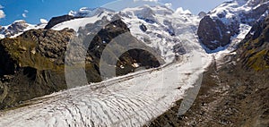 Switzerland, Engadine, Morteratsch Glacier, aerial September 2019