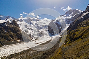 Switzerland, Engadine, Morteratsch Glacier, aerial (September 2019)