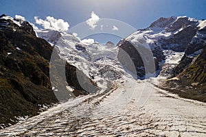 Switzerland, Engadine, Morteratsch Glacier, aerial (September 2019)