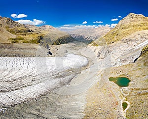 Switzerland, Engadine, Morteratsch Glacier, aerial (September 2019