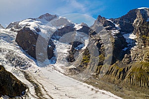 Switzerland, Engadine, Morteratsch Glacier, aerial (September 2019