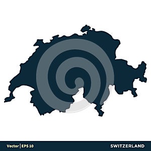 Switzerland - Europe Countries Map Vector Icon Template Illustration Design. Vector EPS 10.