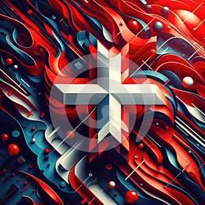 Switzerland flag in abstract 3d digital art form