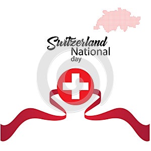 Switzerland flag, happy swiss national day - Vector
