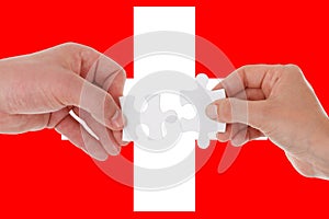 Switzerland flag, intergration of a multicultural group of young people