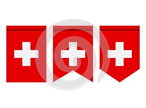 Switzerland flag or pennant isolated on white background. Pennant flag icon
