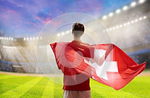 Switzerland football team supporter. Swiss fan