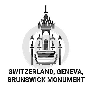 Switzerland, Geneva, Brunswick Monument travel landmark vector illustration