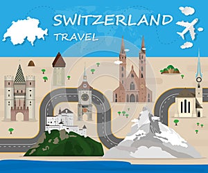 switzerland Landmark Global Travel And Journey Infographic Vector Design Template.vector illustration
