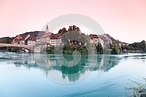 Switzerland,Laufenburg,View of bridge above river rhine