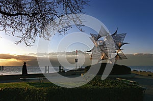 Switzerland: Lausanne-Ouchy at lake Geneva at sunset