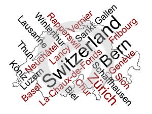 Switzerland map and cities photo