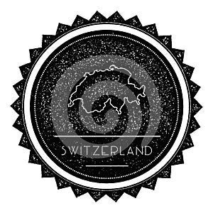 Switzerland Map Label with Retro Vintage Styled.