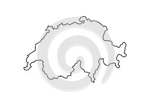 Switzerland outline map national borders country shape