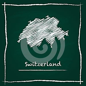 Switzerland outline vector map hand drawn with.