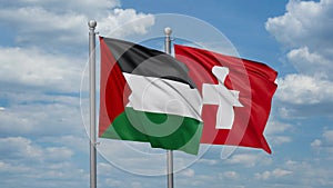 Switzerland and Palestine two flags