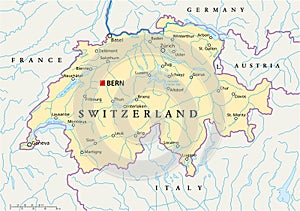 Switzerland Political Map photo