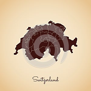 Switzerland region map: retro style brown outline.